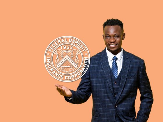 A man holding the federal deposit insurance seal.