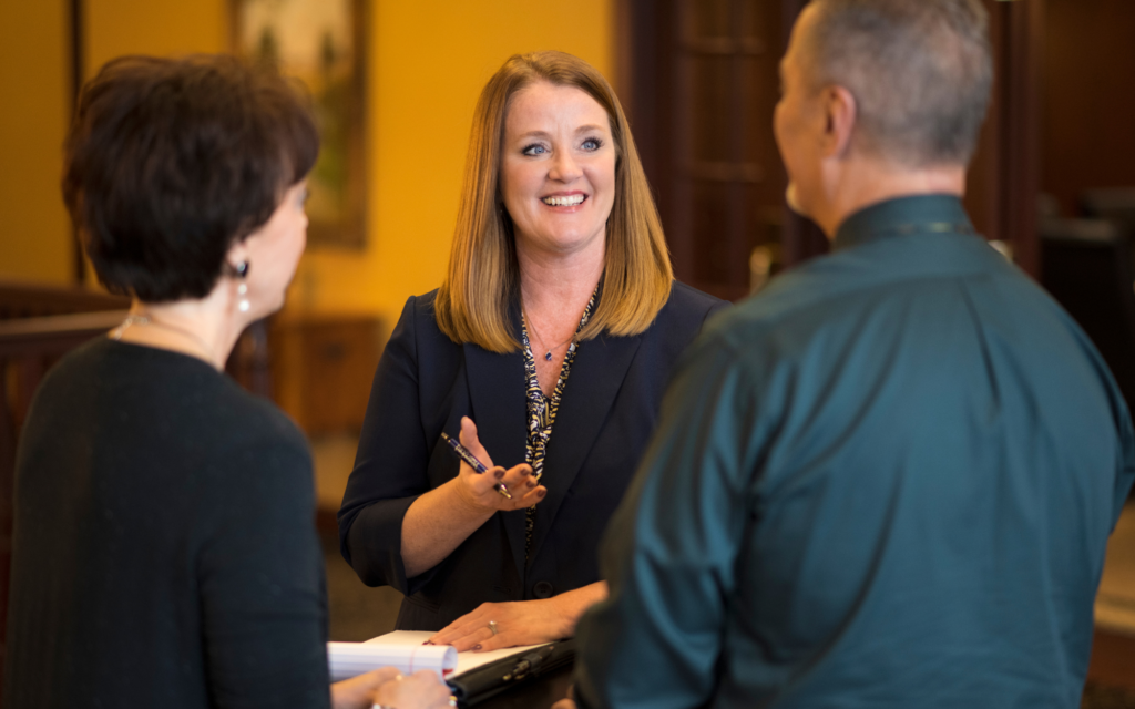 Community banker building strong relationships with customers.