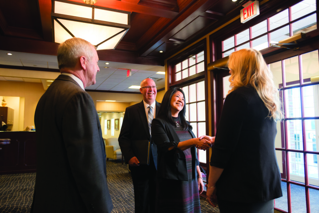 Business client meeting a treasury management partner at Waterford Bank